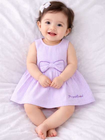 Purple United Kids
                      Infant Girls Lavender Striped Bow Detail
                      Sleeveless Cotton Dress