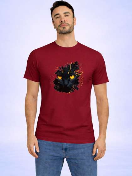 HERE&NOW Men
                      Maroon Printed Round Neck Short Sleeves T-shirt