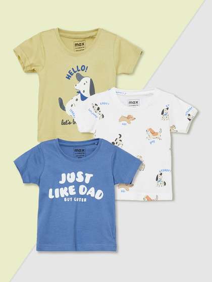 max Boys Pack Of 3
                    Printed Short Sleeves Round NeckT-shirt