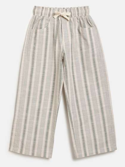 Peach Boys Olive Striped
                    Pure Cotton Relaxed Fit Trousers