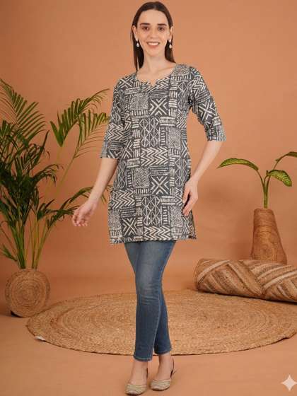 KALINI Ethnic Motifs
                        Printed Pure Cotton Blend Kurti