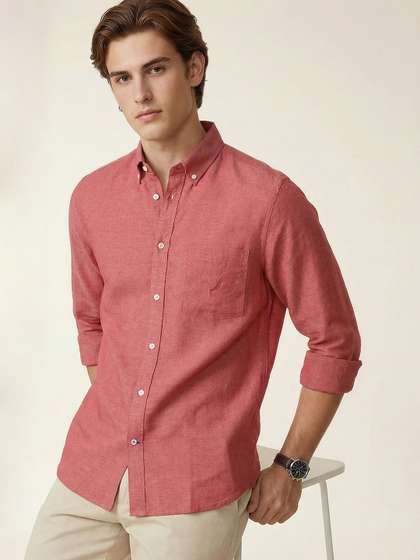 Nautica Slim Fit
                      Button-Down Linen Casual Shirt