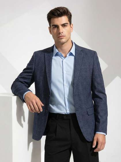 INVICTUS Single
                      Breasted Checked Notched Lapel Collar Formal
                      Blazer