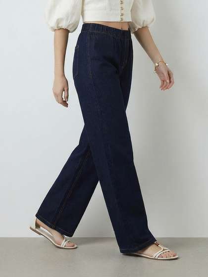 Mast & Harbour
                          Women Wide Leg Pure Cotton Jeans