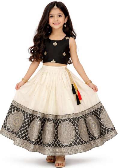 MAMERU Girls
                          Embroidered Semi-Stitched Lehenga &