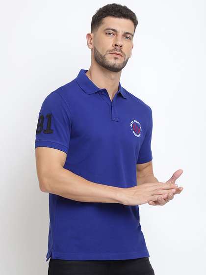 Van Heusen
                          Innerwear Men Blue Solid Varsity Inspired
                          Short Sleeve Polo Lounge Tshirts