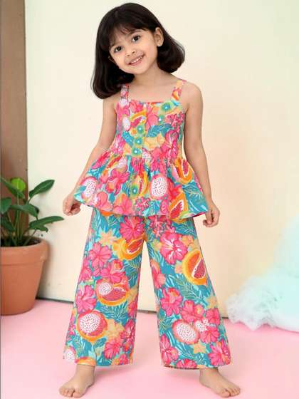 2ni8 lifestyle Girls
                    Floral Printed Top with Trousers