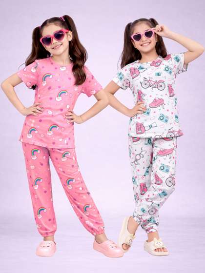 LITBABY Girls Printed
                    Short Sleeves Nightdress