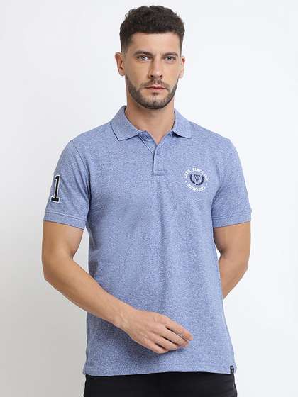 Van Heusen
                          Innerwear Men Blue Solid Varsity Inspired
                          Short Sleeve Polo Lounge Tshirt