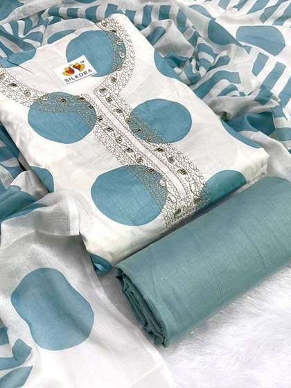 SILKORA Printed Pure
                        Cotton Unstitched Dress Material