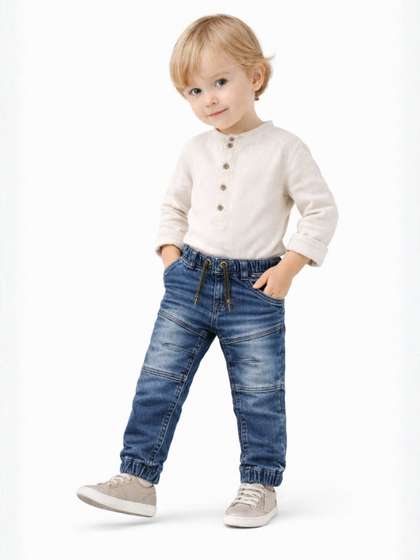 ZAB- ZEN ALPHA BETA Boys
                    Regular Fit Mid-Rise Light Fade Jeans