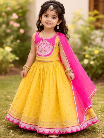 KATRODIYA ENTERPRISE
                        Girls Embroidered Thread Work Ready to Wear
                        Lehenga & Blouse With Dupatta