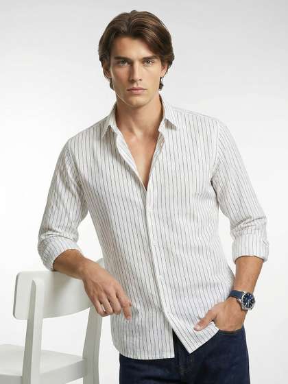 French Connection
                        Vertical Striped Pure Cotton Casual Shirt