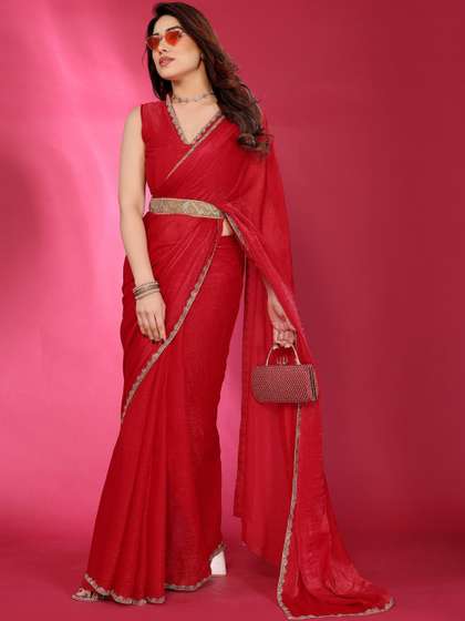 Mitera Beads And
                        Stones Poly Chiffon Banarasi Saree