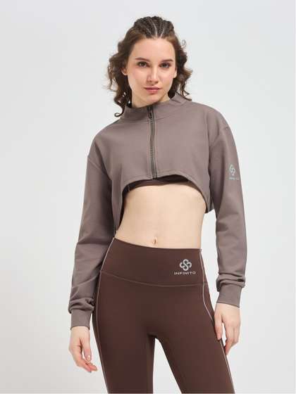 Infinito Women Brand
                        Logo Lightweight Crop Training or Gym Sporty
                        Jacket