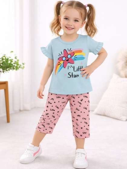 KIDSCUTE Kids Printed
                      T-shirt With Capris