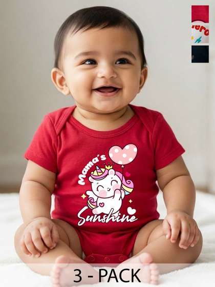 karmikh clothing &
                      lifestyle Infants Pack Of 3 Printed Cotton
                      Bodysuit