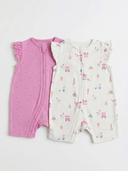 mothercare Girls Pack Of
                    2 Printed Rompers