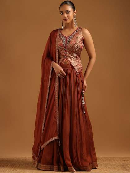 Soch Embroidered
                        Semi-Stitched Lehenga & Blouse With Dupatta