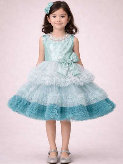 LIL SPROUTZ Girls Net
                    Fit & Flare Dress