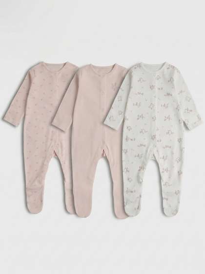 mothercare Girls Pack of
                    3 Printed Sleepsuit