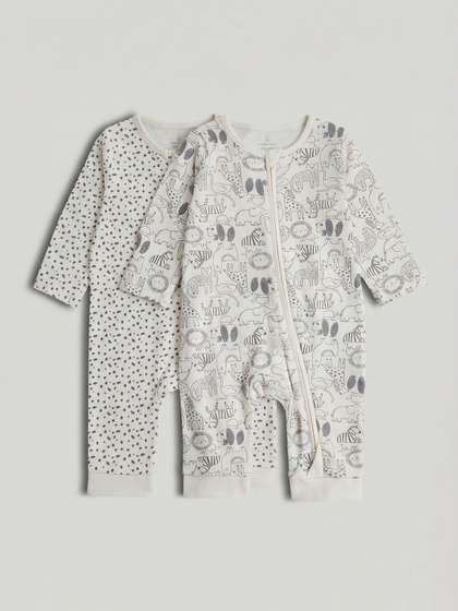 mothercare Infants
                      Pack Of 2 Printed Pure Cotton Rompers