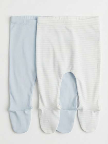 mothercare Boys Pack Of
                    2 Striped Pure Cotton Mid-Rise Leggings