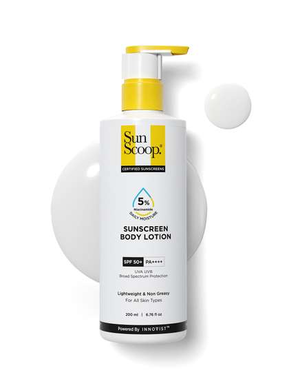 SunScoop 5%
                          Niacinamide Body Lotion -SPF 50+ PA++++ -
                          Reduces Tan - In-Vivo Tested -200ml