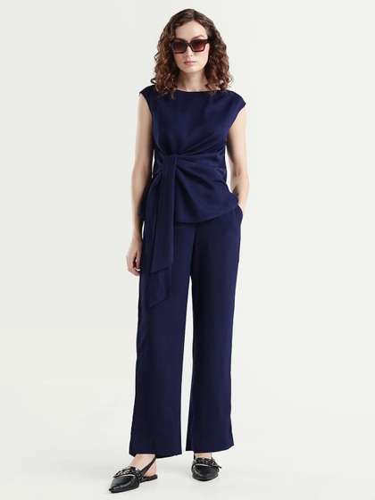 RAREISM Women Blue
                        Straight Fit Plain Trouser