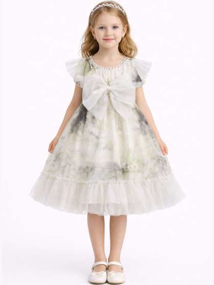 LIL SPROUTZ Girls Floral
                    Print Net A-Line Dress