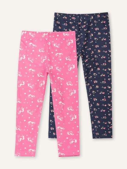 ariel Girls Pack of 2
                    Cotton Printed Ankle Length Leggings