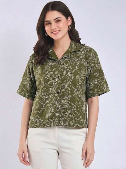 Ishqira Embroidered
                        Shirt Style Top