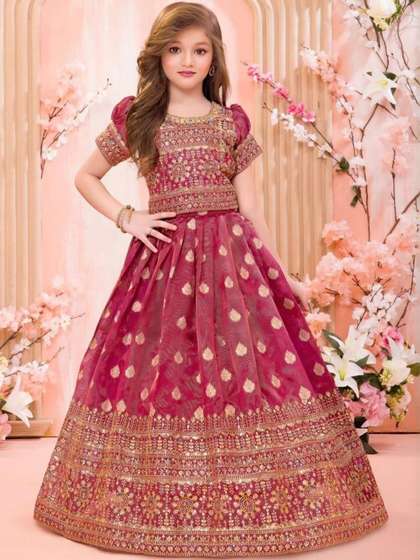 BAESD Girls Embroidered
                    Semi-Stitched Lehenga &