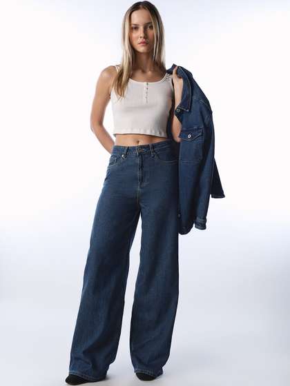 ONLY Women Wide Leg
                        High-Rise Jeans