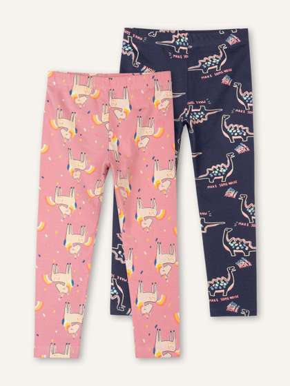 ariel Girls Pack of 2
                    Cotton Printed Ankle Length Leggings