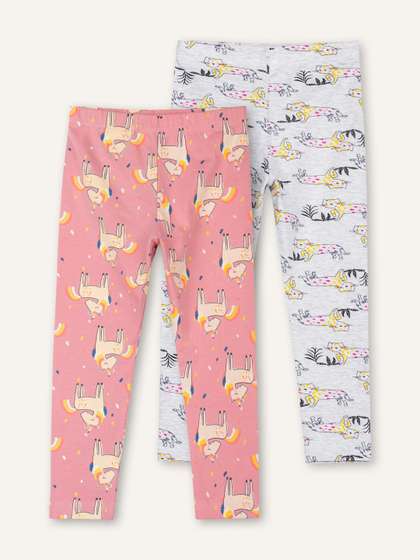 ariel Girls Pack of 2
                    Cotton Printed Ankle Length Leggings