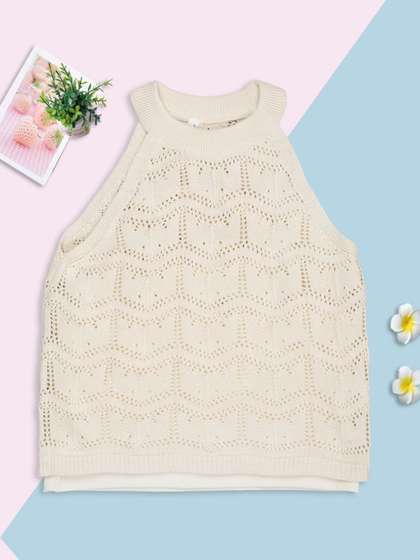 Pantaloons Junior Girls
                    Cream Cotton Tops