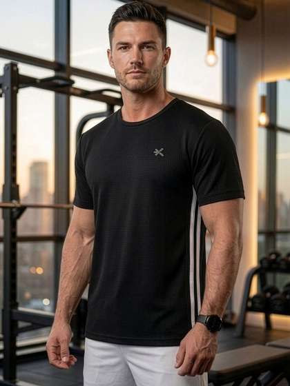 HRX by Hrithik
                        Roshan Self Design Round Neck Regular Fit
                        T-shirt