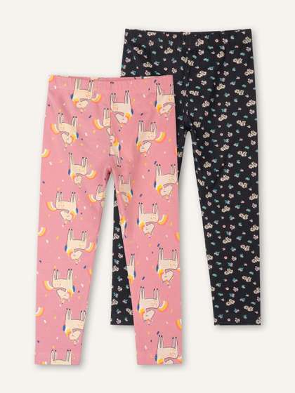 ariel Girls Pack of 2
                    Cotton Printed Ankle Length Leggings
