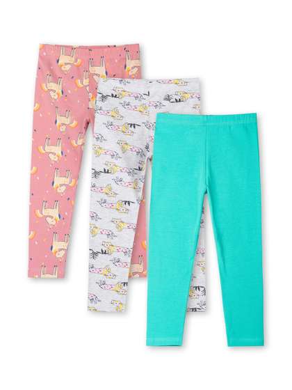 ariel Girls Pack of 3
                    Cotton Printed Ankle Length Leggings