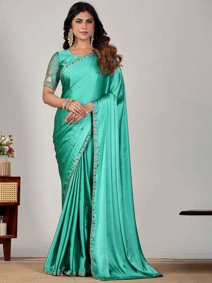 K 5 Fashion
                        Embellished Embroidered Satin Fusion Chanderi
                        Saree