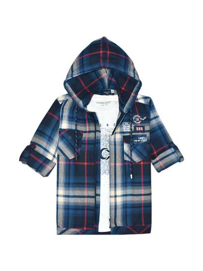 CHARCHIT Boys Checked
                    Lightweight Padded Jacket with Patchwork