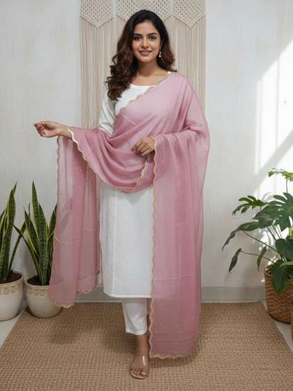 Komurr Embroidered
                        Dupatta with Sequinned