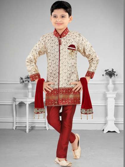 joley poley Boys
                        Jacquard Wedding Sherwani Set