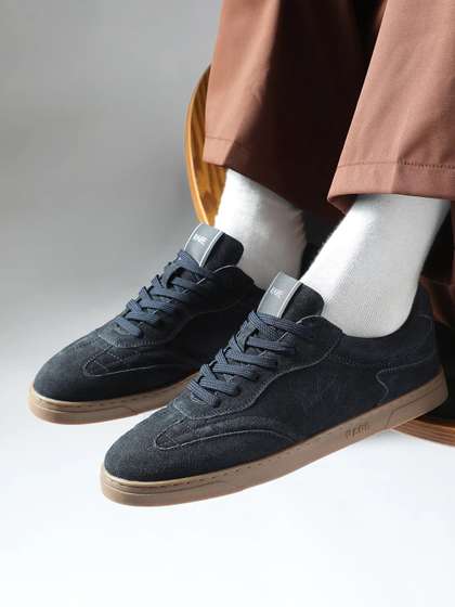 RARE RABBIT Men
                          Lace-Ups Round Toe Leather Sneakers
