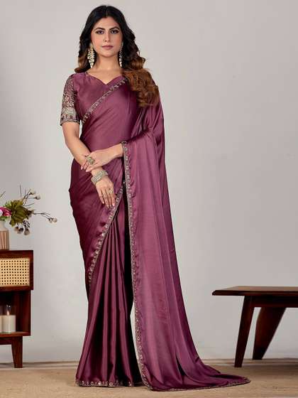 K 5 Fashion
                        Embellished Embroidered Satin Fusion Chanderi
                        Saree