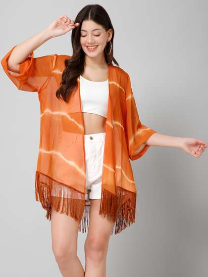 HANUMANJI Women
                        Printed Tasselled Shrug