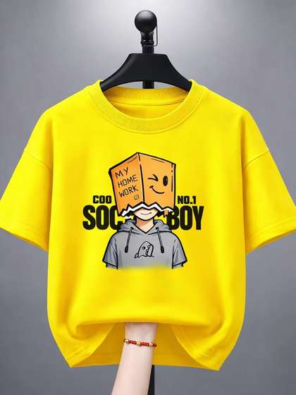 KEESOR Boys Graphic
                    Printed Round Neck Cotton T-shirt