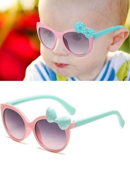 SPADEACES Unisex Kids
                      Black Lens & Green Round Sunglasses with
