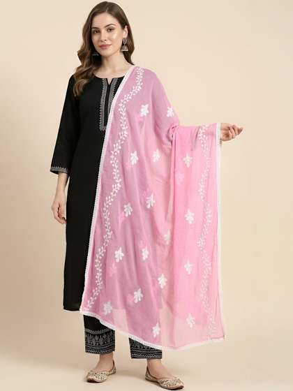 MUFFLY Embroidered
                          Dupatta with Thread Work